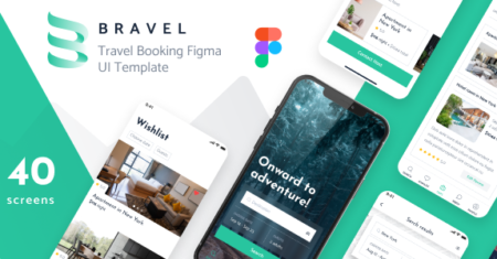 Bravel – Modelo de interface do usuário do aplicativo de reserva de viagens Figma