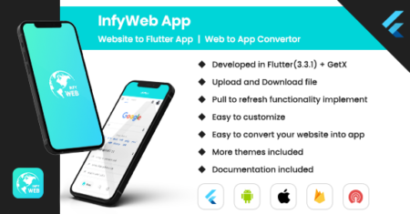 Aplicativo InfyWeb – Site para Aplicativo Flutter |  Conversor Web para App (Android, iOS)