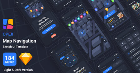 Opex – modelo de interface do usuário de esboço de navegação de mapa