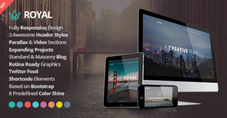 Royal – Tema responsivo One Page Parallax WordPress para WordPress