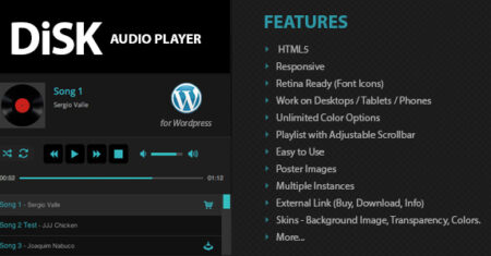 Player de áudio de disco para WordPress