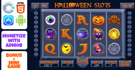 Halloween Slot Premium HTML5,Construct3 Móvel,Desktop