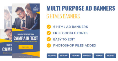 Banners multiuso HTML5 – 6 tamanhos