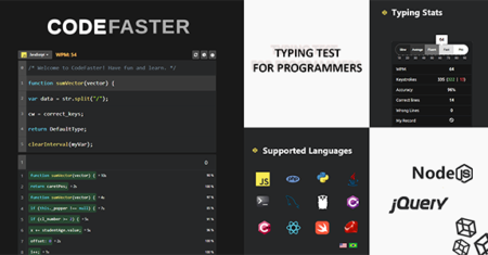 CodeFaster – Teste de digitação para programadores |  Jogo JavaScript