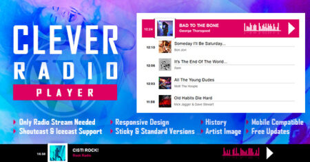 INTELIGENTE – Reprodutor de rádio HTML5 com história – Shoutcast e Icecast – WordPress Plugin