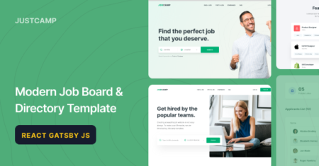 Justcamp – Gatsby JS Job Board & Modelo de Diretório