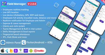 Gerenciador de Campo |  Funcionários de campo Rastreamento GPS em tempo real, atendimento, sistema de folha de pagamento (.NET 6 e Flutter)