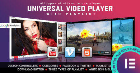 Player de vídeo universal – YouTube/Vimeo/Auto-hospedado – Elementor Widget