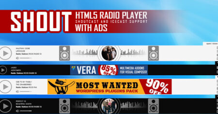 SHOUT – Reprodutor de rádio HTML5 com anúncios – Suporte ShoutCast e IceCast