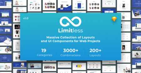 Limitless – Grande conjunto de layouts e componentes de UI para Sketch