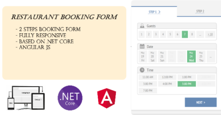 Formulário responsivo de reserva de restaurante com .Net Core e Angular JS