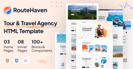 RouteHaven – Modelo HTML5 de reservas de viagens e passeios