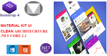 UI do Material Kit com Bootstrap 4 com arquitetura limpa .NET Core 2x