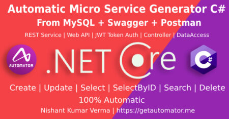 Gerador automático de API REST MySQL para Dot Net Core + JWT Auth + Swagger + Postman