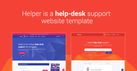 Helper – Help Desk de design de materiais, suporte, fórum, modelo de site responsivo de base de conhecimento