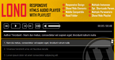 Lono – reprodutor de áudio HTML5 responsivo com plug-in WordPress de lista de reprodução