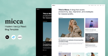 Micca – Modelo CSS Tailwind de blog moderno Next.js