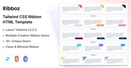 Ribboz – Modelo HTML de páginas de fitas Tailwind CSS 3