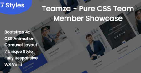 Teamza – Demonstração de membro da equipe Pure CSS