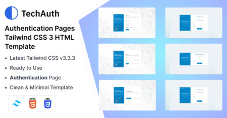 TechAuth – Modelo HTML de páginas de autenticação Tailwind CSS 3