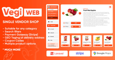 Vegi (Web) – The Ultimate Grocery – Comida – Pedido de leite PHP Laravel Script e painel de administração