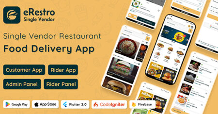 eRestro – Aplicativo Flutter para restaurantes de fornecedor único |  Aplicativo de pedido de comida com painel de administração