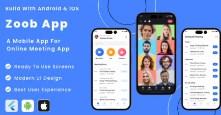 Aplicativo Zoob – Zoom Online |  Aplicativo Google Meet Clone Meeting Flutter |  Android |  Modelo de aplicativo móvel iOS