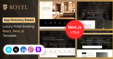 Royel – modelo React NextJs de reserva de hotel de luxo