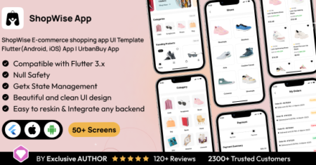 Aplicativo de compras de comércio eletrônico ShopWise UI Template Flutter (Android, iOS) Aplicativo |  Aplicativo UrbanBuy