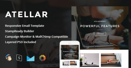 Atellar – Email responsivo + Construtor StampReady