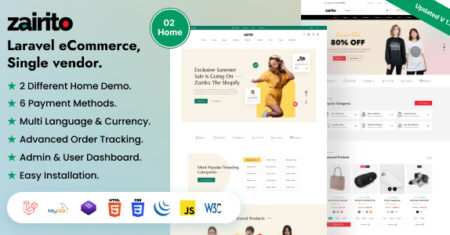 Zairito – Sistema de comércio eletrônico Laravel |  Fornecedor único