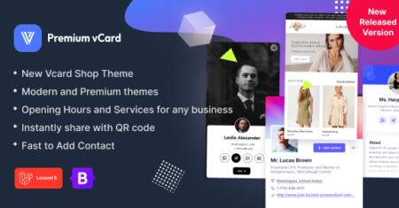 vCard Premium / Currículo / CV / Portfólio / Cartão de Visita Digital – Laravel 10