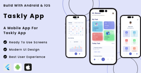 Aplicativo Taskly – Modelo de aplicativo móvel Flutter