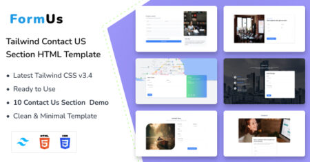 FormUs – Tailwind CSS Seção de contato HTML Template