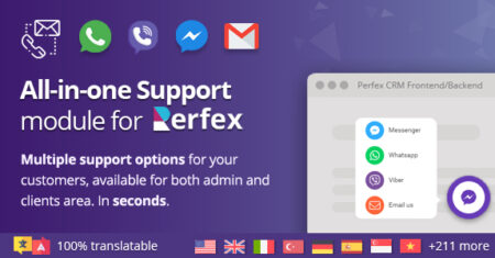 Módulo de suporte completo para Perfex – Forneça suporte ao cliente por meio do WhatsApp, Viber, Messenger