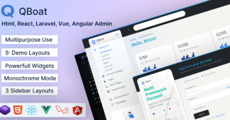 Qboat – Modelo de painel de administração responsivo Bootstrap 5
